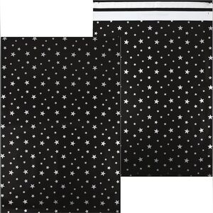 Poly Mailers 16"x22" Black W/ Silver Stars- 20 Pack